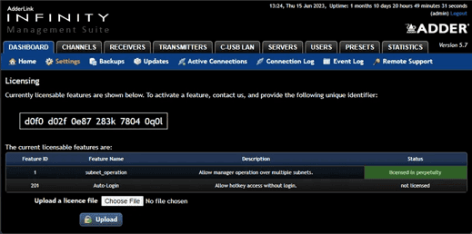 AdderLink INFINITY Manager Licenza